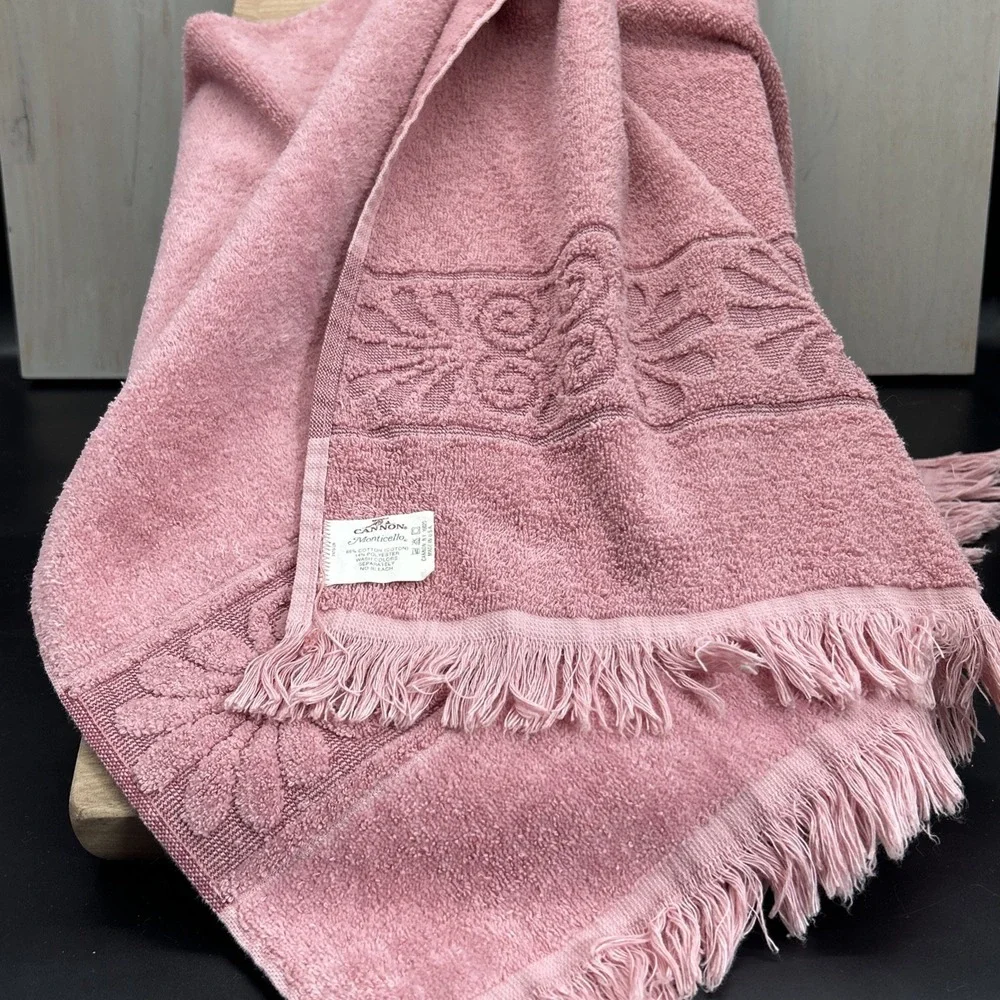 Vintage Cannon Monticello USA  Rose Pink Bath And Hand Towel